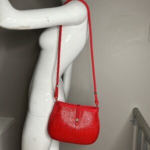 Walborg Red Wicker and Rope Shoulder Bag Made in Italy